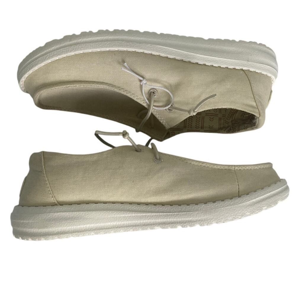 Hey Dude Women's Wendy Off White Canvas Shoes Youth Size 4